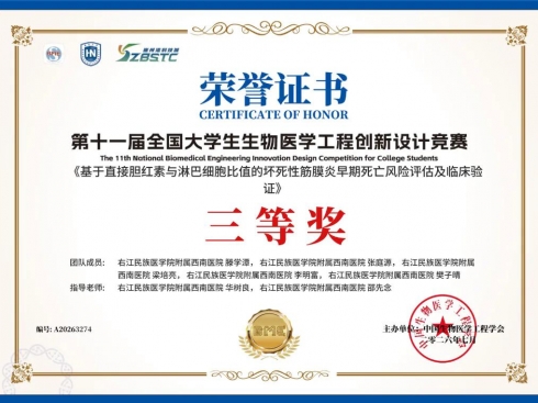 喜报 | 我院科研团队斩获第十一届全国大学生生物医学工程创新设计竞赛全国三等奖